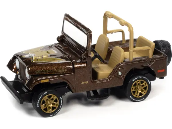 Jeep CJ-5 Mocha Brown Metallic with Golden Eagle Graphics "Classic Gold Collection" Series Limited Edition to 7418 pieces Worldwide 1/64 Diecast Model Car by Johnny Lightning #3