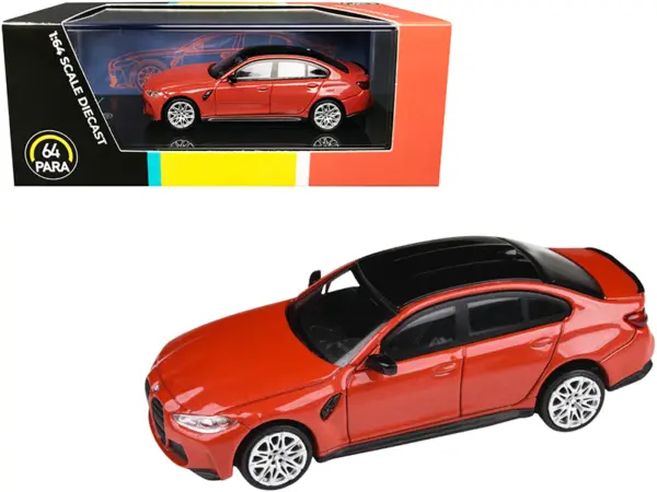 BMW M3 (G80) Toronto Red Metallic with Black Top 1/64 Diecast Model Car by Paragon #1