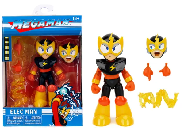 Elec Man 4.5" Moveable Figure with Accessories and Alternate Head and Hands "Mega Man" (1987) Video Game Model by Jada #1