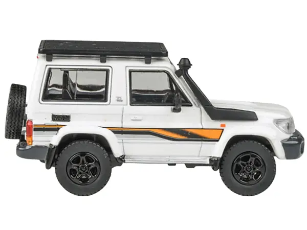 2023 Toyota Land Cruiser 71 White "70th Anniversary" with Stripes and Roofrack 1/64 Diecast Model Car by Paragon Models #2