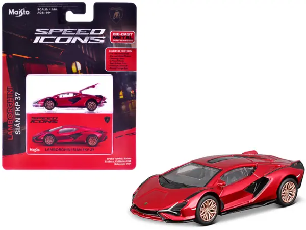 Lamborghini Sian FKP 37 Red Metallic "Speed Icons" Series 1/64 Diecast Model Car by Maisto #1