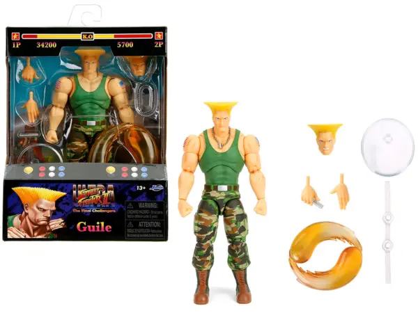 Guile 6" Moveable Figure with Accessories and Alternate Head and Hands "Ultra Street Fighter II: The Final Challengers" (2017) Video Game Model by Jada #1