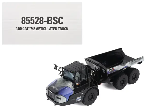 CAT Caterpillar 745 Articulated Dump Truck "Brent Scarbrough & Co. - Back the Blue" Black with Graphics "High Line" Series 1/50 Diecast Model by Diecast Masters #1