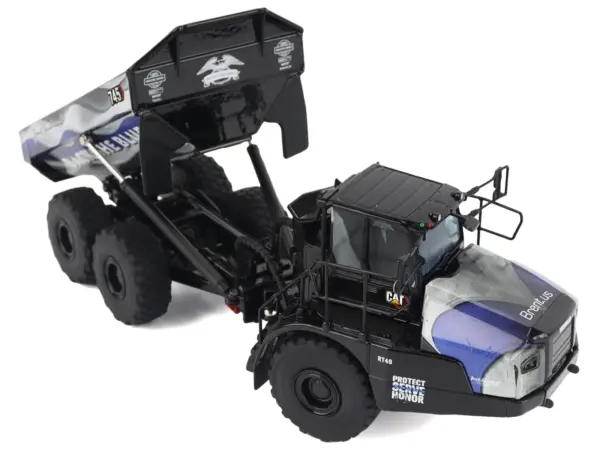 CAT Caterpillar 745 Articulated Dump Truck "Brent Scarbrough & Co. - Back the Blue" Black with Graphics "High Line" Series 1/50 Diecast Model by Diecast Masters #2