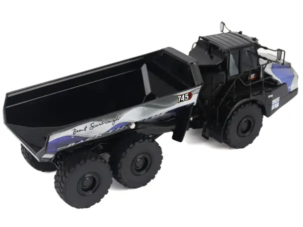 CAT Caterpillar 745 Articulated Dump Truck "Brent Scarbrough & Co. - Back the Blue" Black with Graphics "High Line" Series 1/50 Diecast Model by Diecast Masters #3