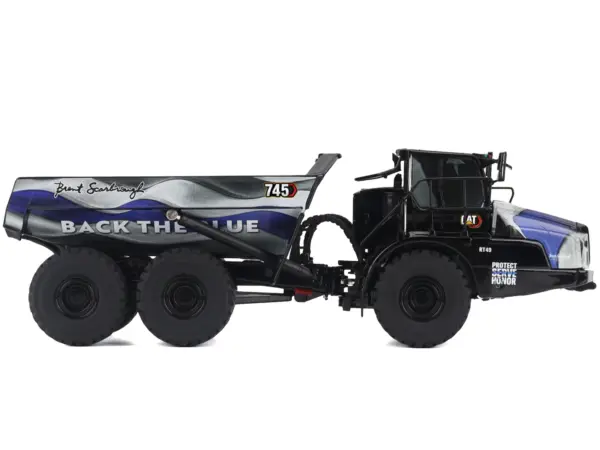CAT Caterpillar 745 Articulated Dump Truck "Brent Scarbrough & Co. - Back the Blue" Black with Graphics "High Line" Series 1/50 Diecast Model by Diecast Masters #4