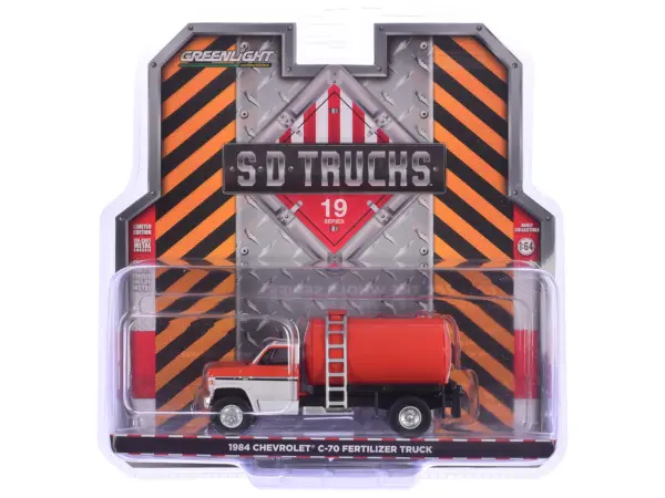1984 Chevrolet C-70 Fertilizer Truck Red and White Cab with Red Tank "S.D. Trucks" Series 19 1/64 Diecast Model by Greenlight #1