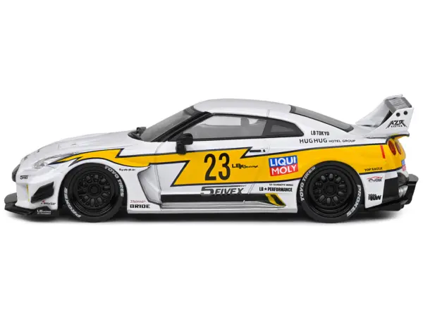 2019 Nissan GTR35 "LBWK Silhouette" RHD (Right Hand Drive) #23 White with Yellow Graphics 1/43 Diecast Model Car by Solido #2