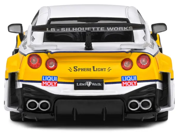 2019 Nissan GTR35 "LBWK Silhouette" RHD (Right Hand Drive) #23 White with Yellow Graphics 1/43 Diecast Model Car by Solido #4