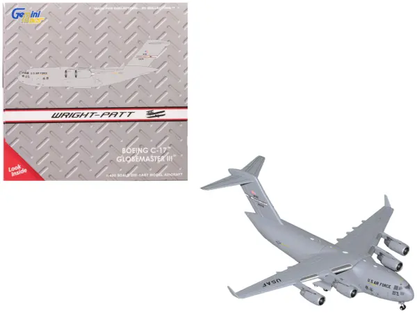 Boeing C-17 Globemaster III Transport Aircraft "Wright-Patterson Air Force Base - United States Air Force" (000-0178) Gray "Gemini Macs" Series 1/400 Diecast Model Airplane by GeminiJets #1