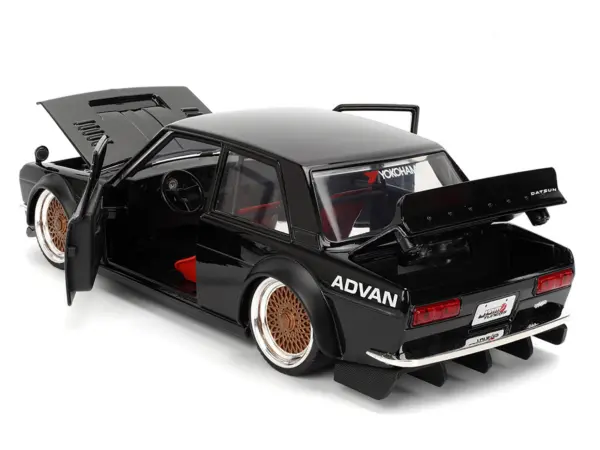 1973 Datsun 510 Black with Gold Wheels "JDM Tuners" Series 1/24 Diecast Model Car by Jada #4