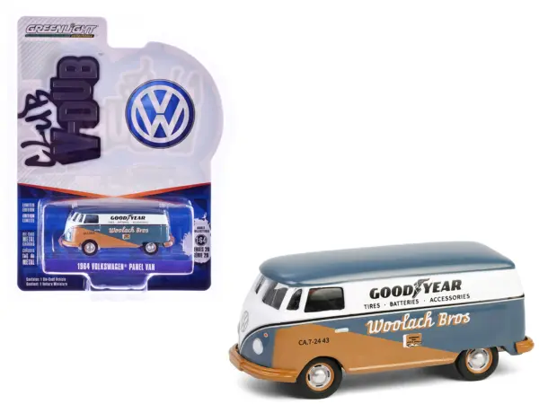 1964 Volkswagen Panel Van "Goodyear" Gray and White with Tan Graphics "Club Vee-Dub" Series 20 1/64 Diecast Model Car by Greenlight #1
