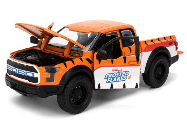 2017 Ford F-150 Raptor Pickup Truck "Frosted Flakes" Orange with Graphics and Tony the Tiger Diecast Figure "Hollywood Rides" Series 1/24 Diecast Model Car by Jada #2