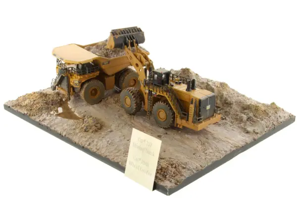CAT Caterpillar 994K Wheel Loader and 797 Mining Truck Yellow (Weathered) Set of 2 Pieces "Weathered Series" 1/125 Diecast Model by Diecast Masters #2