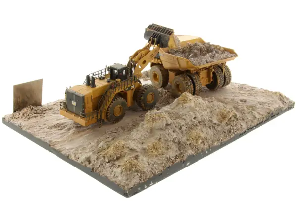 CAT Caterpillar 994K Wheel Loader and 797 Mining Truck Yellow (Weathered) Set of 2 Pieces "Weathered Series" 1/125 Diecast Model by Diecast Masters #3