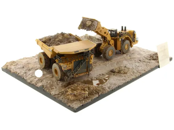 CAT Caterpillar 994K Wheel Loader and 797 Mining Truck Yellow (Weathered) Set of 2 Pieces "Weathered Series" 1/125 Diecast Model by Diecast Masters #5