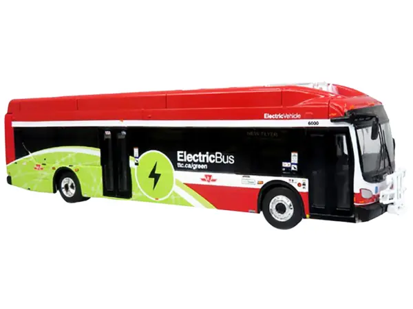 New Flyer Xcelsior Charge NG Electric Transit Bus "TTC (Toronto Transit Commission)" Red and Green with White Stripes "The Bus & Motorcoach Collection" 1/87 (HO) Diecast Model by Iconic Replicas #2