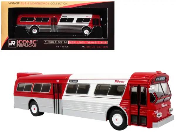 Flxible 53102 New Look Transit Bus "Pittsburgh Area Transit" Red and White "Vintage Bus & Motorcoach Collection" Limited Edition 1/87 (HO) Diecast Model by Iconic Replicas #1