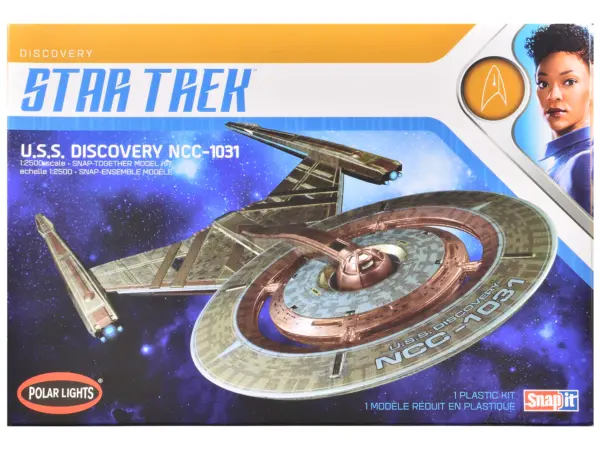 Skill 2 Snap Model Kit U.S.S. Discovery NCC-1031 Spacecraft "Star Trek: Discovery" (2017-2024) TV Series 1/2500 Scale Model by Polar Lights #1