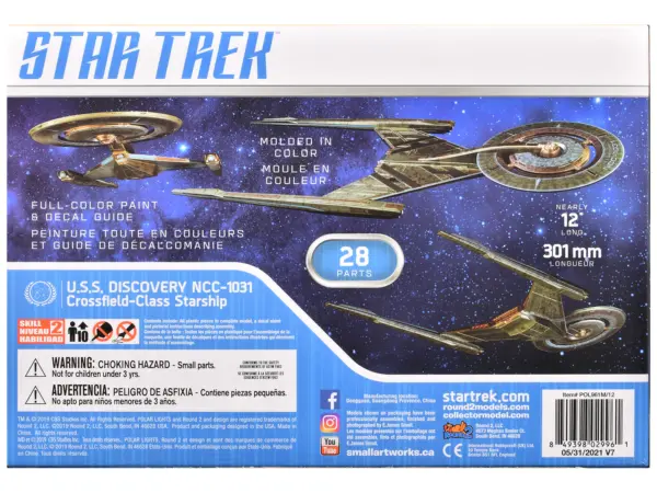 Skill 2 Snap Model Kit U.S.S. Discovery NCC-1031 Spacecraft "Star Trek: Discovery" (2017-2024) TV Series 1/2500 Scale Model by Polar Lights #4