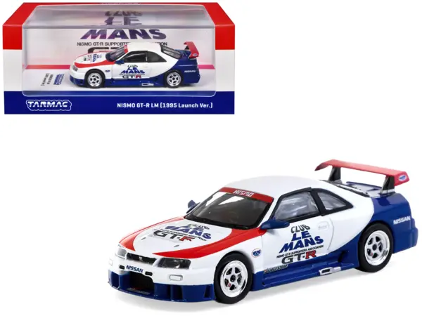 Nissan Nismo GT-R LM RHD (Right Hand Drive) "1995 Launch Version" White with Red and Blue Accents "Hobby64" Series 1/64 Diecast Model Car by Tarmac Works #1