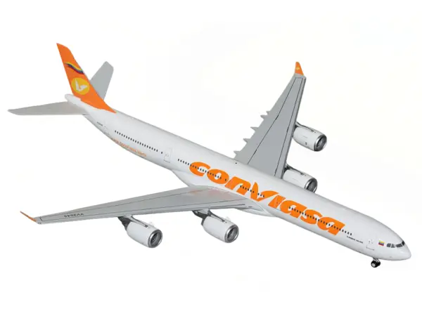 Airbus A340-600 Commercial Aircraft "Linea Aerea Conviasa" (YV3545) White with Orange Tail "Gemini 200" Series 1/200 Diecast Model Airplane by GeminiJets #2