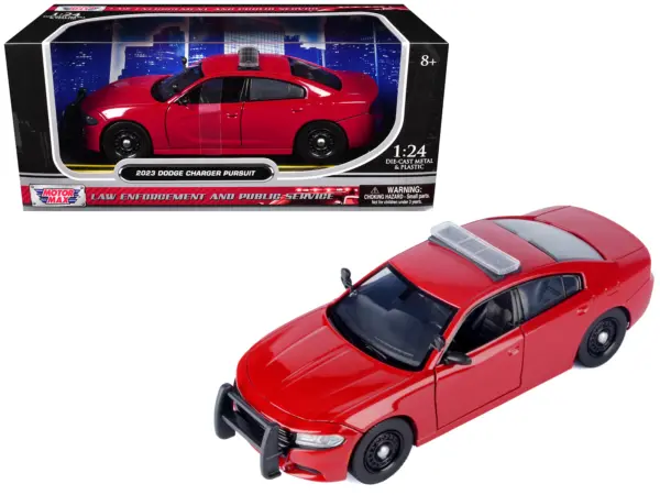 2023 Dodge Charger Pursuit Police Car Red "Law Enforcement and Public Service" Series 1/24 Diecast Model Car by Motormax #1