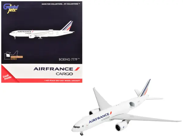 Boeing 777F Commercial Aircraft "Air France Cargo" (F-GUOC) White with Red and Blue Striped Tail "Interactive Series" 1/400 Diecast Model Airplane by GeminiJets #1