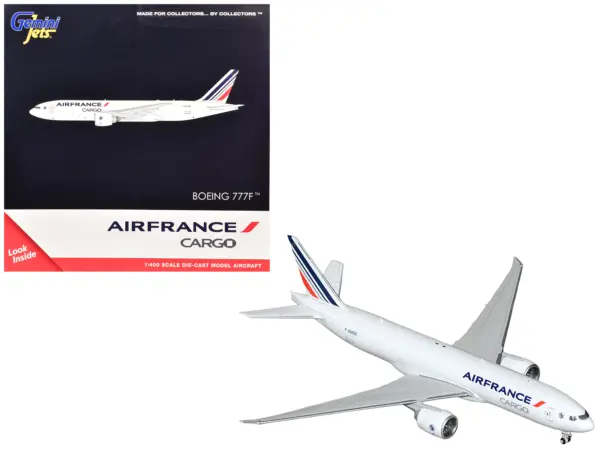 Boeing 777F Commercial Aircraft "Air France Cargo" (F-GUOC) White with Red and Blue Striped Tail 1/400 Diecast Model Airplane by GeminiJets #1