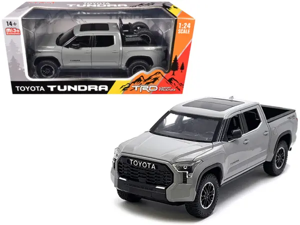 2023 Toyota Tundra TRD 4x4 Pickup Truck Cement Gray with Sunroof and Wheel Rack 1/24 Diecast Model Car #1
