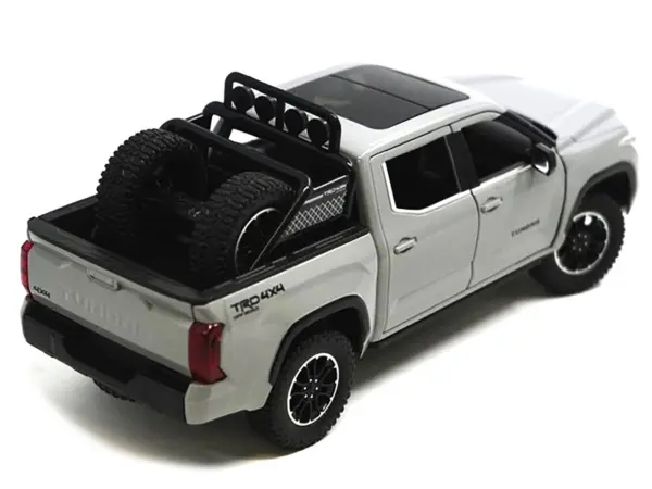 2023 Toyota Tundra TRD 4x4 Pickup Truck Cement Gray with Sunroof and Wheel Rack 1/24 Diecast Model Car #3