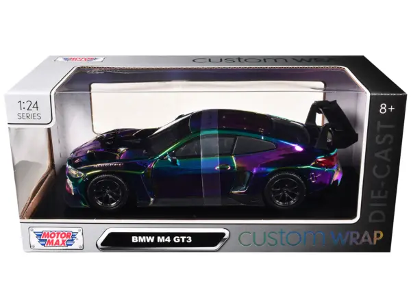 BMW M4 GT3 Chameleon Chrome "Custom Wrap" Series 1/24 Diecast Model Car by Motormax #1