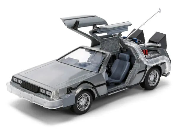 DeLorean Brushed Metal Time Machine with Lights "Back to the Future" (1985) Movie "40th Anniversary" Special Packaging "Hollywood Rides" Series 1/24 Diecast Model Car by Jada #2