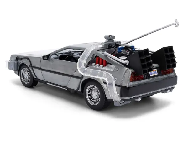 DeLorean Brushed Metal Time Machine with Lights "Back to the Future" (1985) Movie "40th Anniversary" Special Packaging "Hollywood Rides" Series 1/24 Diecast Model Car by Jada #5