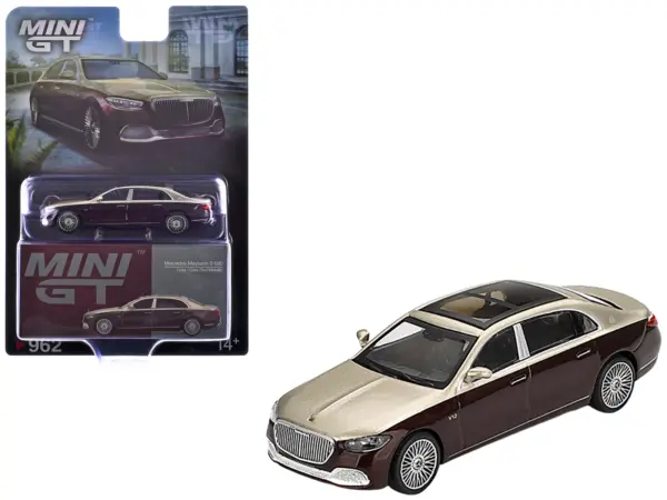 Mercedes-Maybach S 680 Gold Metallic and Dark Red Metallic Limited Edition 1/64 Diecast Model Car by Mini GT #1