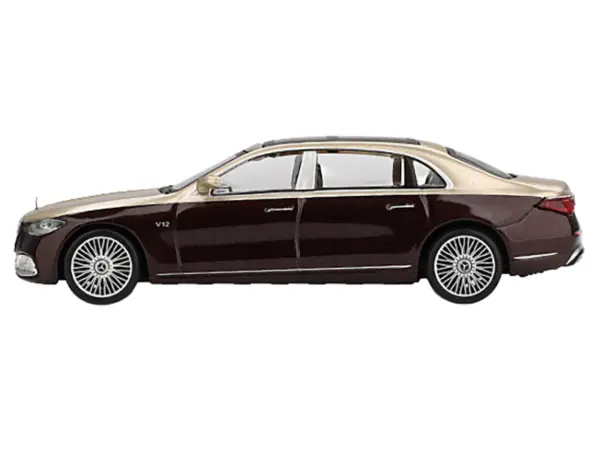 Mercedes-Maybach S 680 Gold Metallic and Dark Red Metallic Limited Edition 1/64 Diecast Model Car by Mini GT #2