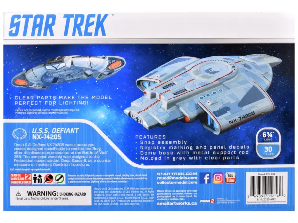 Skill 2 Snap Model Kit USS Defiant NX-74205 Starship "Star Trek: Deep Space Nine" (1993-1999) TV Series 1/1000 Scale Model by Polar Lights #4