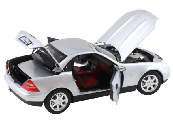 1996 Mercedes-Benz SLK Convertible Brilliant Silver Metallic 1/18 Diecast Model Car by Norev #2