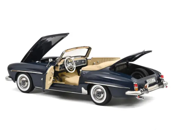 1957 Mercedes-Benz 190 SL Convertible Middle Blue with Black Top 1/18 Diecast Model Car by Norev #3