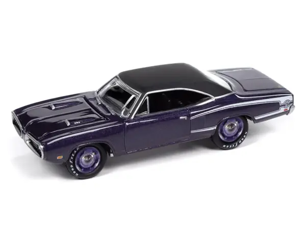 1970 Dodge Coronet Super Bee "Mr. Norm's" Plum Crazy Metallic with Black Top and White Stripes 1/64 Diecast Model Car by Johnny Lightning #2