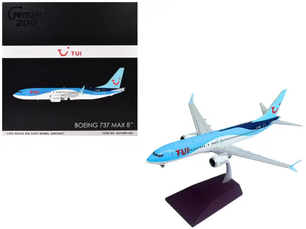 Boeing 737 MAX 8 Commercial Aircraft "TUI Airways" (G-TUMY) Blue and White "Gemini 200" Series 1/200 Diecast Model Airplane by GeminiJets #1