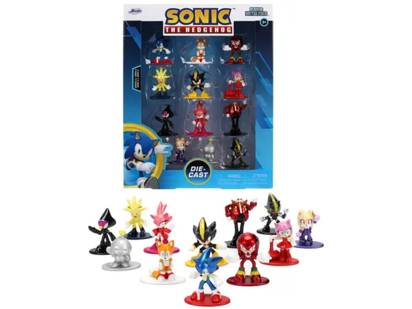 Set of 12 Diecast Figures "Sonic The Hedgehog" Video Games "Nano Metalfigs" Series Diecast Models by Jada #1