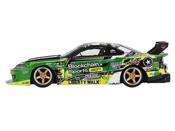 Nissan "LB-Super Silhouette" S15 SILVIA RHD (Right Hand Drive) #555 "V2" Yukio Fausto "Formula Drift Japan" (2024) Limited Edition 1/64 Diecast Model Car by Mini GT #2