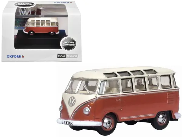 Volkswagen T1 Samba Bus Sealing Wax Red and Gray 1/148 (N) Scale Diecast Model Car by Oxford Diecast #1