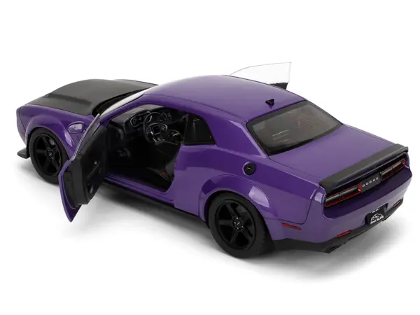Dodge Challenger SRT Demon Purple Metallic with Matt Black Hood "Pink Slips" Series 1/18 Diecast Model Car by Jada #4