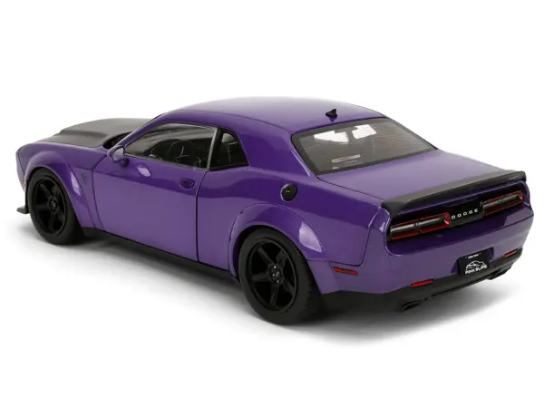 Dodge Challenger SRT Demon Purple Metallic with Matt Black Hood "Pink Slips" Series 1/18 Diecast Model Car by Jada #5
