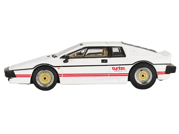 Lotus Esprit Turbo RHD (Right Hand Drive) White with Red Stripes 007 James Bond "For Your Eyes Only" (1981) Movie Limited Edition 1/64 Diecast Model Car by Mini GT #2