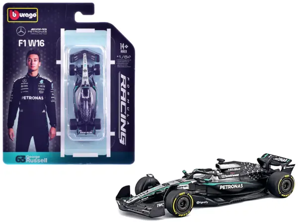 Mercedes AMG F1 W16 E Performance #63 George Russell Formula One F1 World Championship (2025) "Formula Racing" Series 1/64 Diecast Model Car by Bburago #1