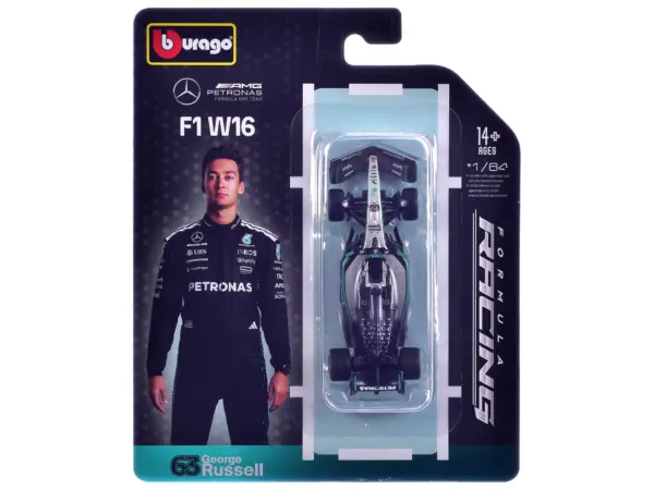 Mercedes AMG F1 W16 E Performance #63 George Russell Formula One F1 World Championship (2025) "Formula Racing" Series 1/64 Diecast Model Car by Bburago #3