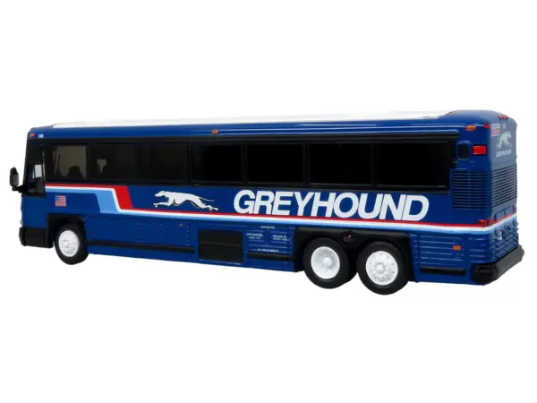 2001 MCI D4000 Coach Bus "Greyhound" Blue with Stripes "Vintage Bus & Motorcoach Collection" Limited Edition to 504 pieces Worldwide 1/87 (HO) Diecast Model by Iconic Replicas #3
